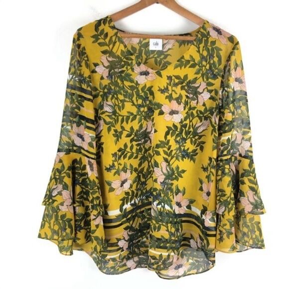 CAbi Yellow and Green Floral Blouse - Picture 10 of 14